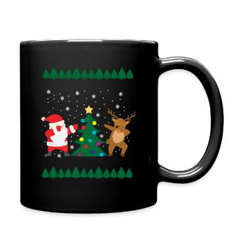 Santa Claus dabbing Christmas reindeer - Full Colour Mug - black - Right
