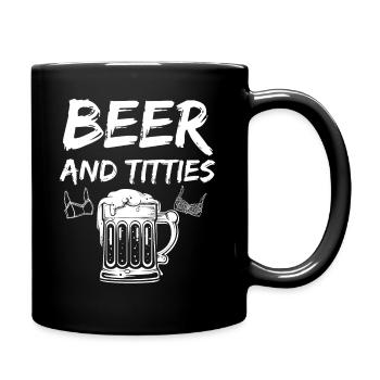 Beer and Tittie - Chemise de bière Funny Titties - Mug uni - noir - Droite