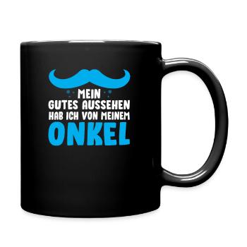 Mein gutes Aussehen habe ich von meinem Onkel - Tasse einfarbig - Schwarz - Rechts