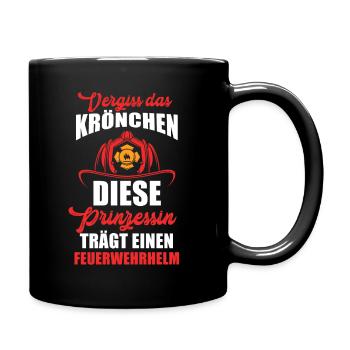 Feuerwehrfrau Feuerwehr Feuerwehrhelm Geschenk - Tasse einfarbig - Schwarz - Rechts