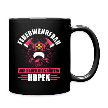 Feuerwehrfrau Retterin Notruf Feuerwehr Geschenk - Tasse einfarbig - Schwarz - Rechts