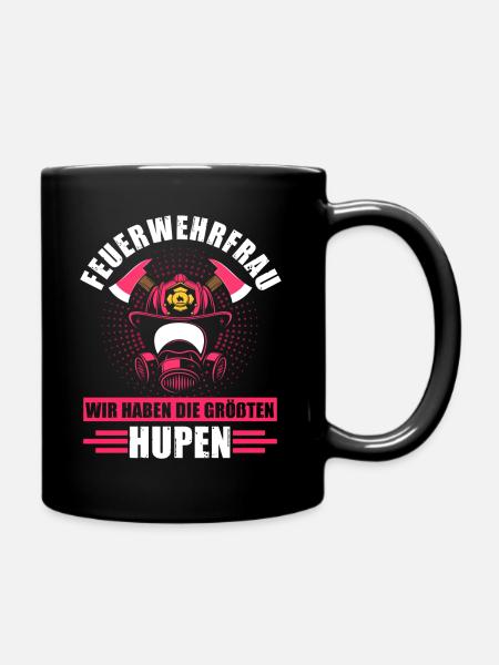 Feuerwehrfrau Retterin Notruf Feuerwehr Geschenk - Tasse einfarbig - Schwarz