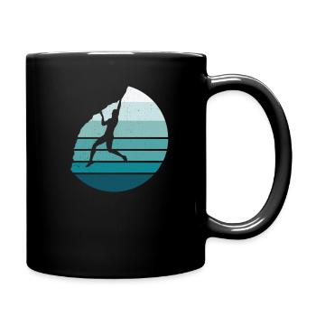 Klettern Kletterer Vintage Sonnenuntergang - Tasse einfarbig - Schwarz - Rechts