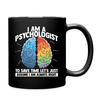 Psychology Brain Psychobilly Freud Therapist - Full Colour Mug - black - Right