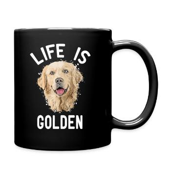 Dessin animé Golden Retriever Gift Life is Gol - Mug uni - noir - Droite