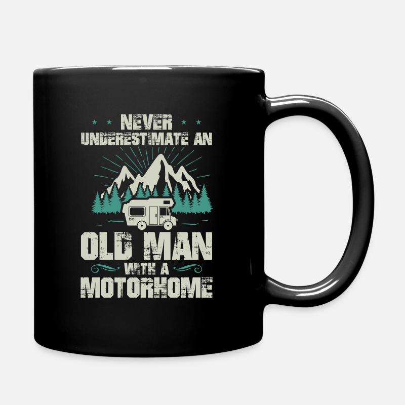 Motorhome Camping Old Man Motorhome Camper Womo - Full Colour Mug - black