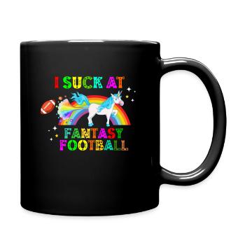 I Suck At Fantasy Football Einhorn Regenbogen - Tasse einfarbig - Schwarz - Rechts
