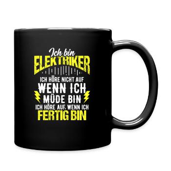 Elektriker (Meister), Installateur Geschenk-Idee I - Tasse einfarbig - Schwarz - Rechts