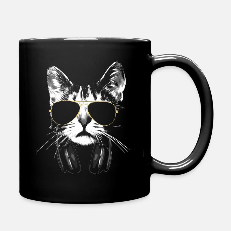 Dj White Cat - Mug uni - noir