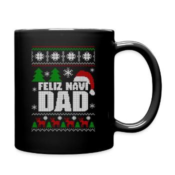 Feliz Navi Dad - Navidad - Lustiges Weihnachtsgeschenk - Tasse einfarbig - Schwarz - Rechts