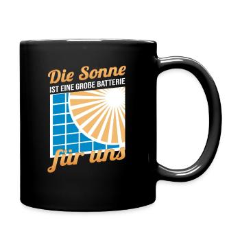 Solarenergie Sonnenstrom Solarstrom Photovoltaik - Tasse einfarbig - Schwarz - Rechts