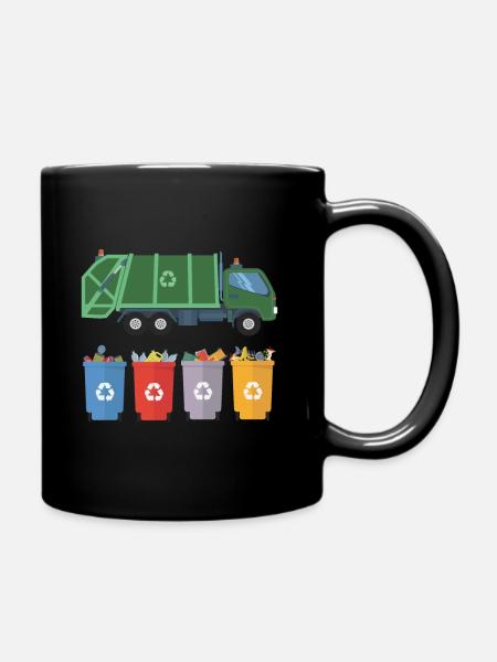 Müllwagen Kinder Müll Recycling - Tasse einfarbig - Schwarz