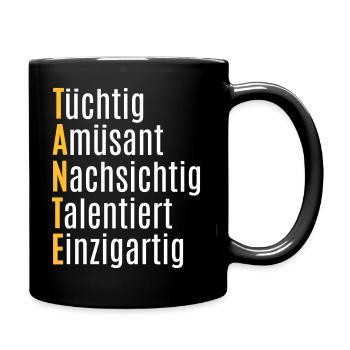 Beste Tante Geschenkidee Buchstabe Eigenschaften - Tasse einfarbig - Schwarz - Rechts