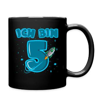 5. Geburtstag Rakete Weltraum Jungen 5 Jahre - Tasse einfarbig - Schwarz - Rechts