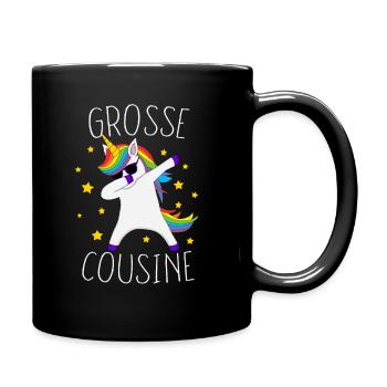 Große Cousine Einhorn - Tasse einfarbig - Schwarz - Rechts