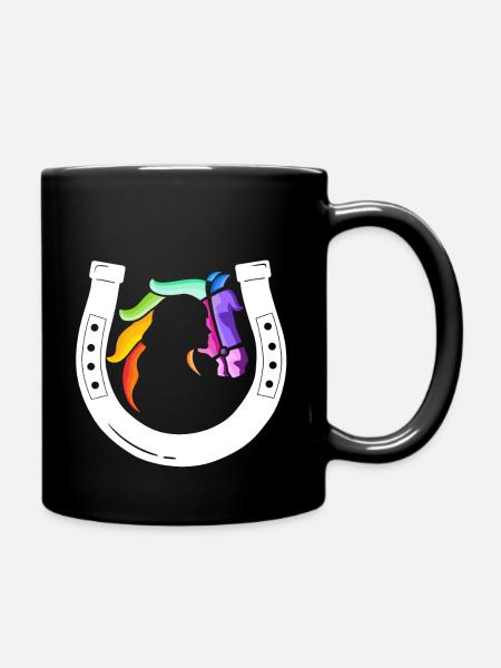 Ladies horse love rider horse view - Full Colour Mug - black