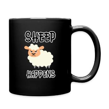 Sheep Happens - Sheep Farmer Farmer Farm - Full Colour Mug - black - Right