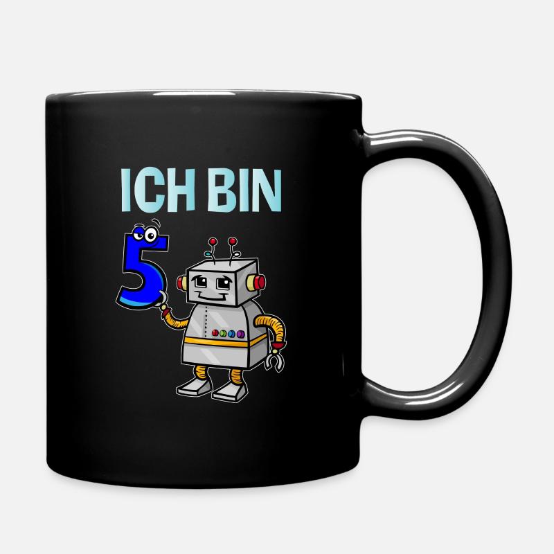 Lustiges Ich bin 5 Roboter Kindergeburtstag - Tasse einfarbig - Schwarz