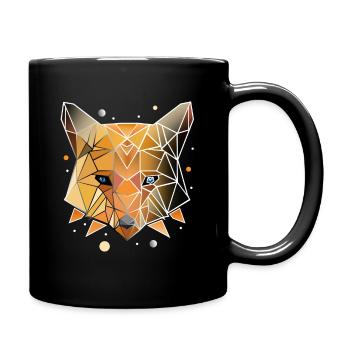 Fox Forest Polygon Geometric Foxes Gift - Full Colour Mug - black - Right