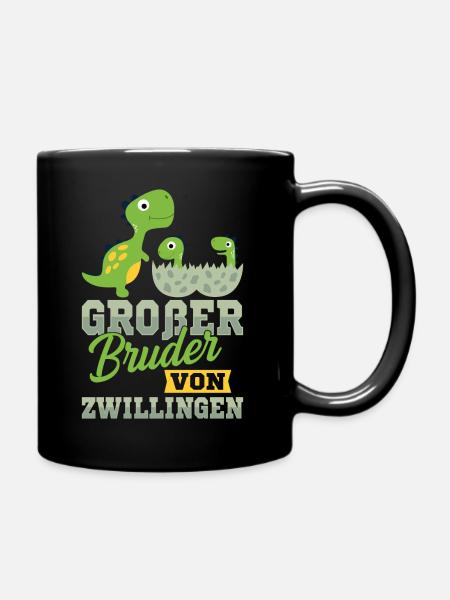 Großer Bruder von Zwillingen Dinosaurier 2021 - Tasse einfarbig - Schwarz