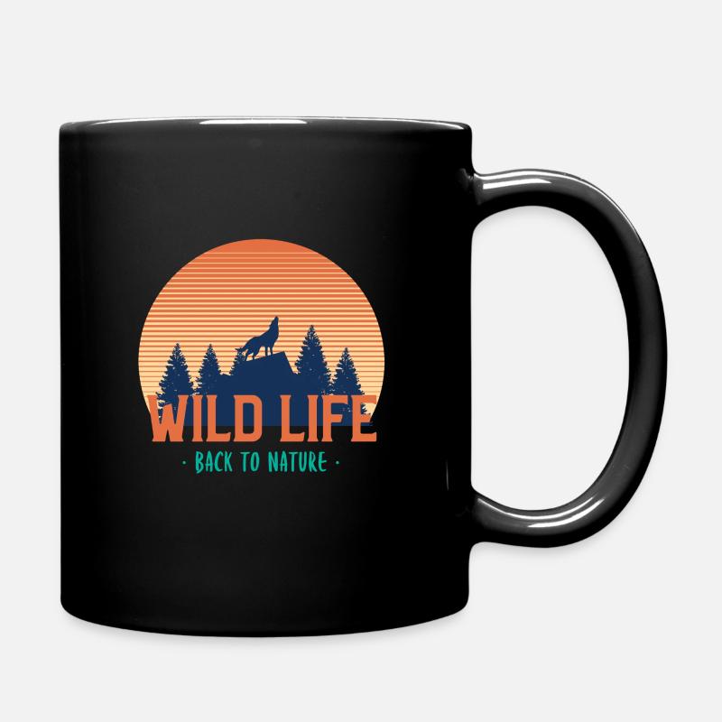 Howling wolf at Sunset - Full Colour Mug - black