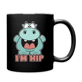 Nilpferd Niedliches Nilpferd - Tasse einfarbig - Schwarz - Rechts