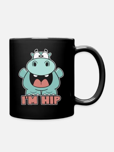 Nilpferd Niedliches Nilpferd - Tasse einfarbig - Schwarz