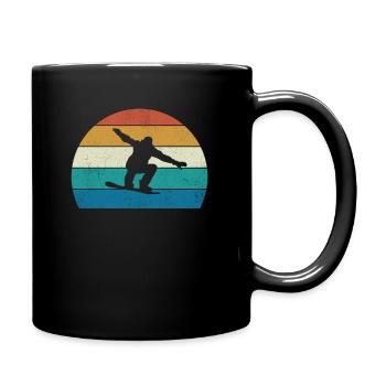 Snowboarding Retro Vintage Snowboard Silhouette - Full Colour Mug - black - Right