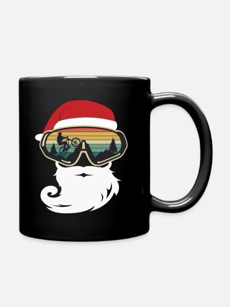 Mountain bike Christmas bike mountain bikers MTB - Full Colour Mug - black