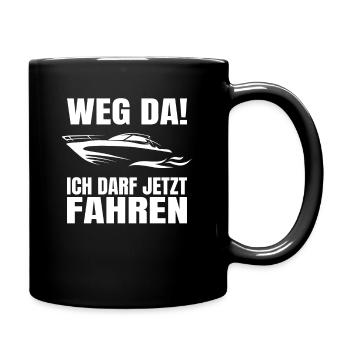 Boot Bootsführerschein Bestanden Weg Da! Kapitän - Tasse einfarbig - Schwarz - Rechts