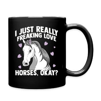Riding horse lovers dressage riding gallop saddle - Full Colour Mug - black - Right