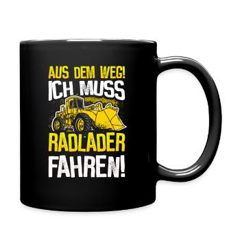 Radlader Baustelle Bagger Radladerführer Geschenk - Tasse einfarbig - Schwarz - Rechts