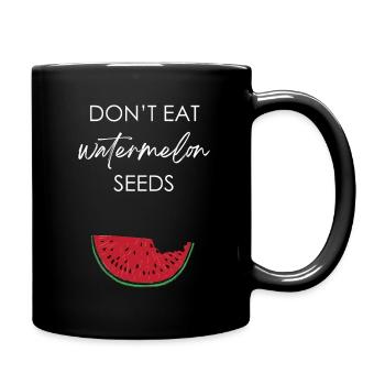 Don't Eat Watermelon Seeds | Pregnant Bump - Full Colour Mug - black - Right