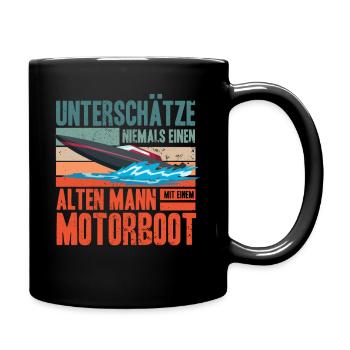 Motorboot Fan | Alter Mann | Boot lustiges Spruch - Tasse einfarbig - Schwarz - Rechts
