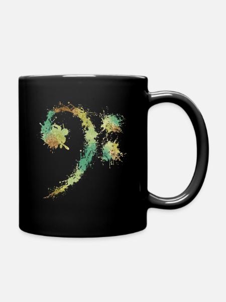 Bassschlüssel Retro - Lustiges Musikliebhabergeschenk - Tasse einfarbig - Schwarz