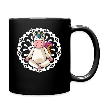 Unicorn yoga mandala spiritual yoga ladies saying - Full Colour Mug - black - Right