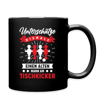 Tischkicker Tischfußball Geschenk - Tasse einfarbig - Schwarz - Rechts