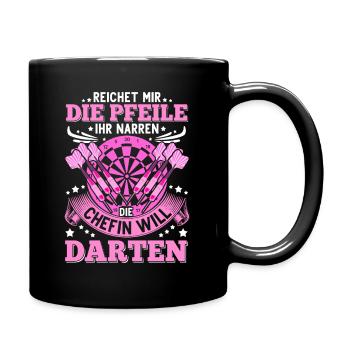 Dart Pfeil Darts Dartboard Dartspielerin Geschenk - Tasse einfarbig - Schwarz - Rechts