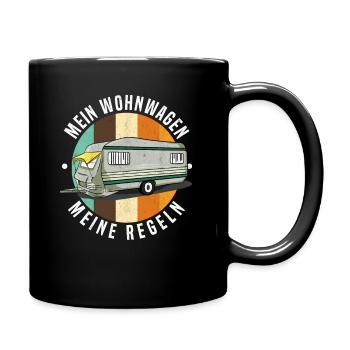 Mein Wohnwagen Retro Campen Camping Chef - Tasse einfarbig - Schwarz - Rechts
