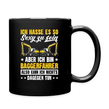 Baggerfahrer Beruf Baggerführer Geschenk Lustig - Tasse einfarbig - Schwarz - Rechts