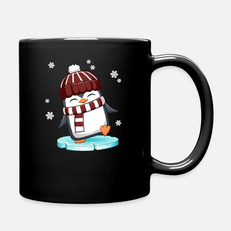 Pingouin de Noël dans la neige sur la banquise - Mug uni - noir