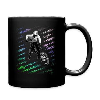 Mountainbike cool downhill Sprung graffiti bunt - Tasse einfarbig - Schwarz - Rechts