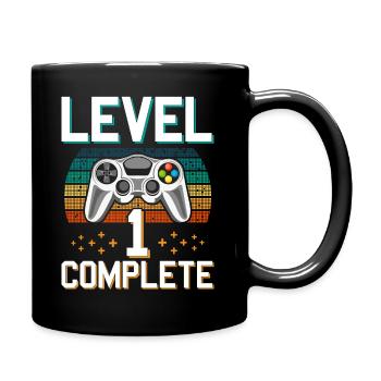 Level 1 Complete 1 Jahr Gamer Junge - Tasse einfarbig - Schwarz - Rechts