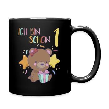 1er anniversaire fille 1 an ours j'ai 1 an - Mug uni - noir - Droite