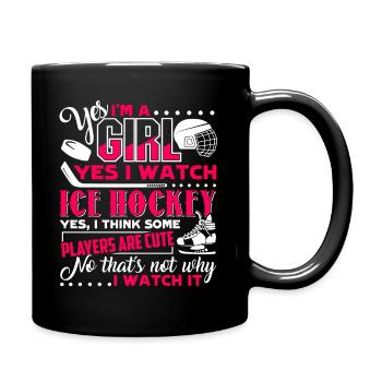 Eishockey Ich liebe Eishockey - Tasse einfarbig - Schwarz - Rechts