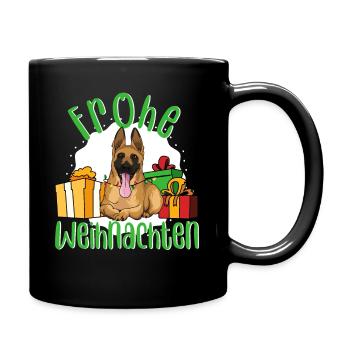 Belgian Malinois Frohe Weihnachten Ugly Sweater - Tasse einfarbig - Schwarz - Rechts