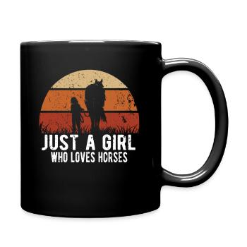 Pferd Design für einen Reiter - Tasse einfarbig - Schwarz - Rechts
