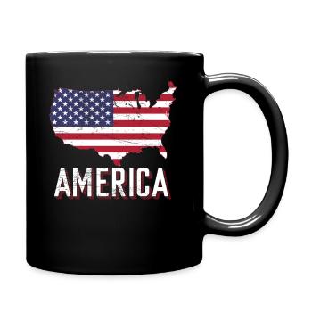 America Flag Land Shape - Full Colour Mug - black - Right