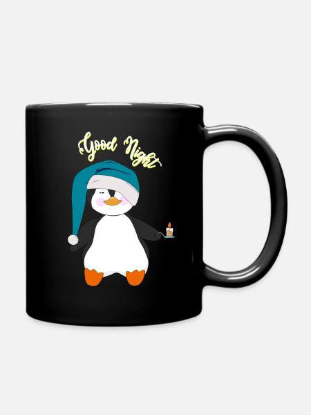 Pinguin Good Night - Tasse einfarbig - Schwarz