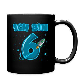 6. Geburtstag Rakete Weltraum Jungen 6 Jahre - Tasse einfarbig - Schwarz - Rechts